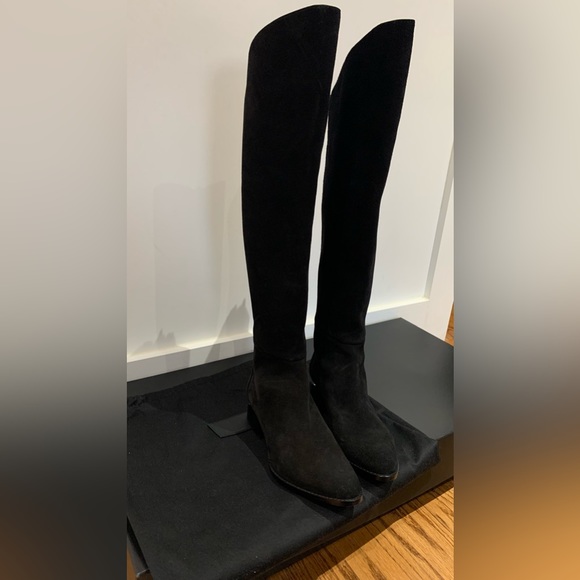 New Alexander Wang Sigrid Black Suede Tall Boots Cut out Heel Shoes - Picture 4 of 16